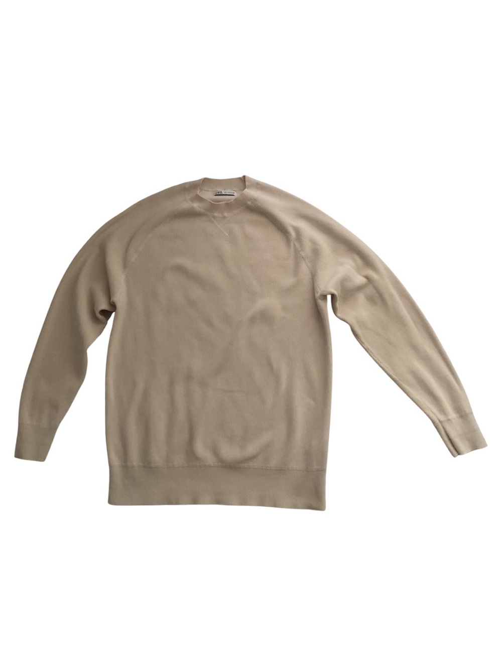 Zara Men’s Cream Crewneck Sweater M Preppy Neutral Fall